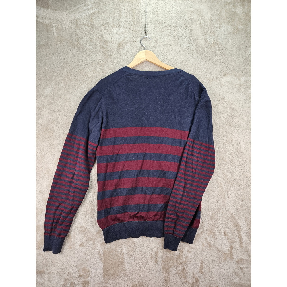 J. Lindeberg Cardigan in Navy Bordeaux Red Striped V-neck Buttons Size XL - Picture 9 of 10